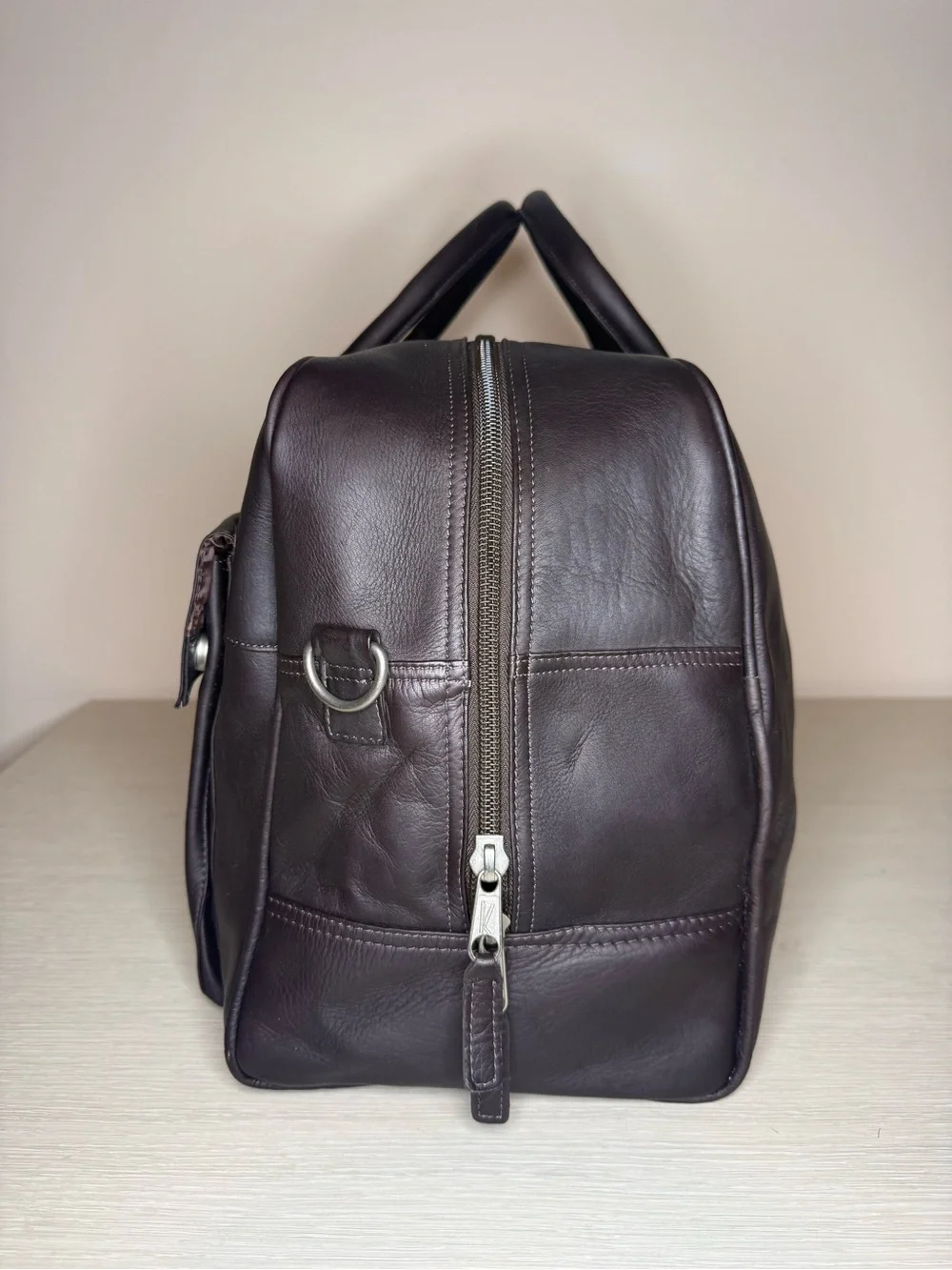 LEXUS Vintage Leather Burgundy Brown Weekender Carry-on Travel Bag 21 x 8 x 12